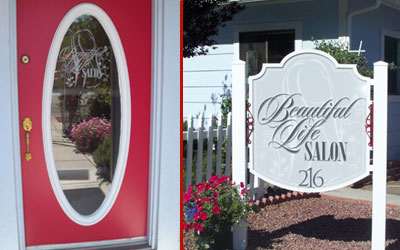 Beautiful Life Salon Sign and Door Decals
