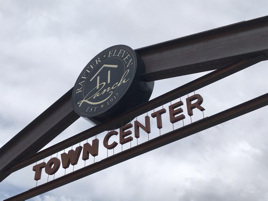 Rafter Eleven Ranch Town Center Entry Archway Sign